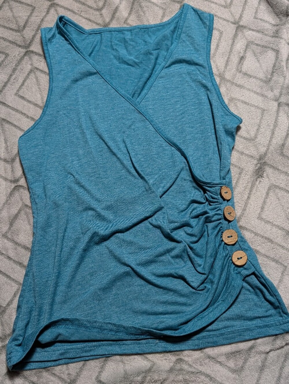 Teal Button-Accent Tank Top